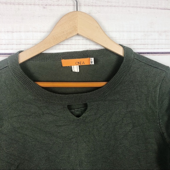 ONE A Anthropologie Green Cut Out Pullover S - Picture 5 of 9